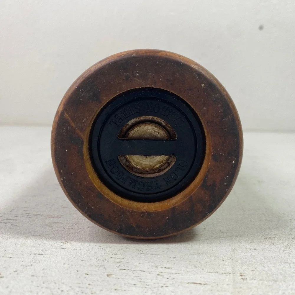 Olde Thompson Vintage Wood Wine Bottle Pepper Mill Grinder Carbon Steel